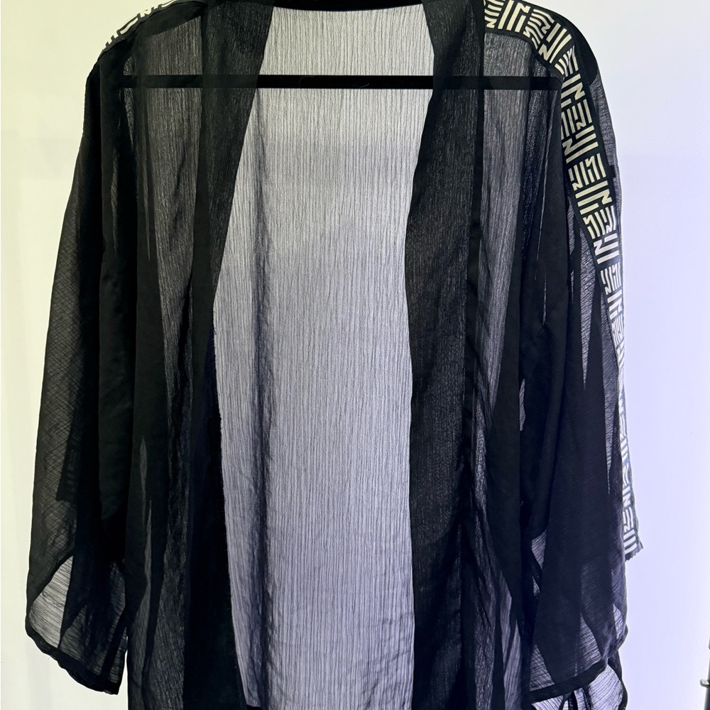 Zhu official merch Sheer Black Kimono with Patterned Sleeve